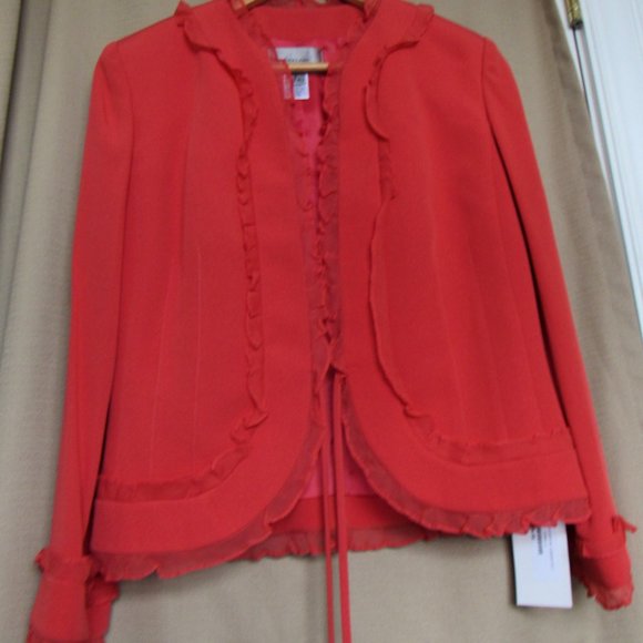 С$695 Sunny Choi Women Jacket, New,Color:Orange/Red, Silk, sz. 8, made in Canada - Picture 1 of 7